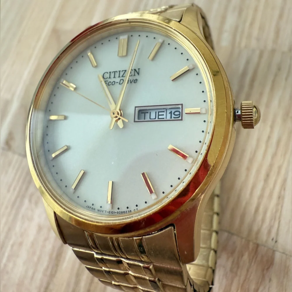 Citizen eco-drive men’s gold tone solar dress watch